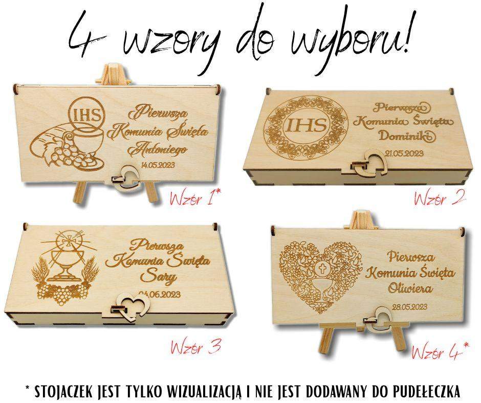 Pudełko na gotówkę Komunia Święta 4 wzory!