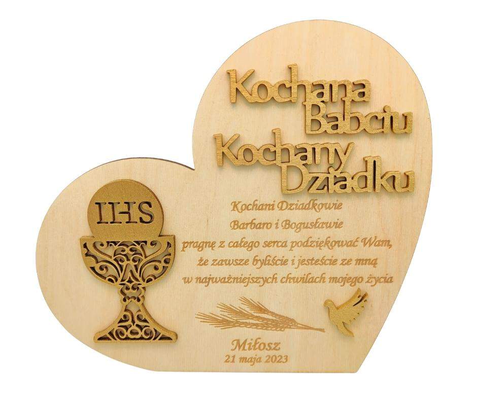 Podziękowanie Serce Babci i Dziadka na Komunię Świętą