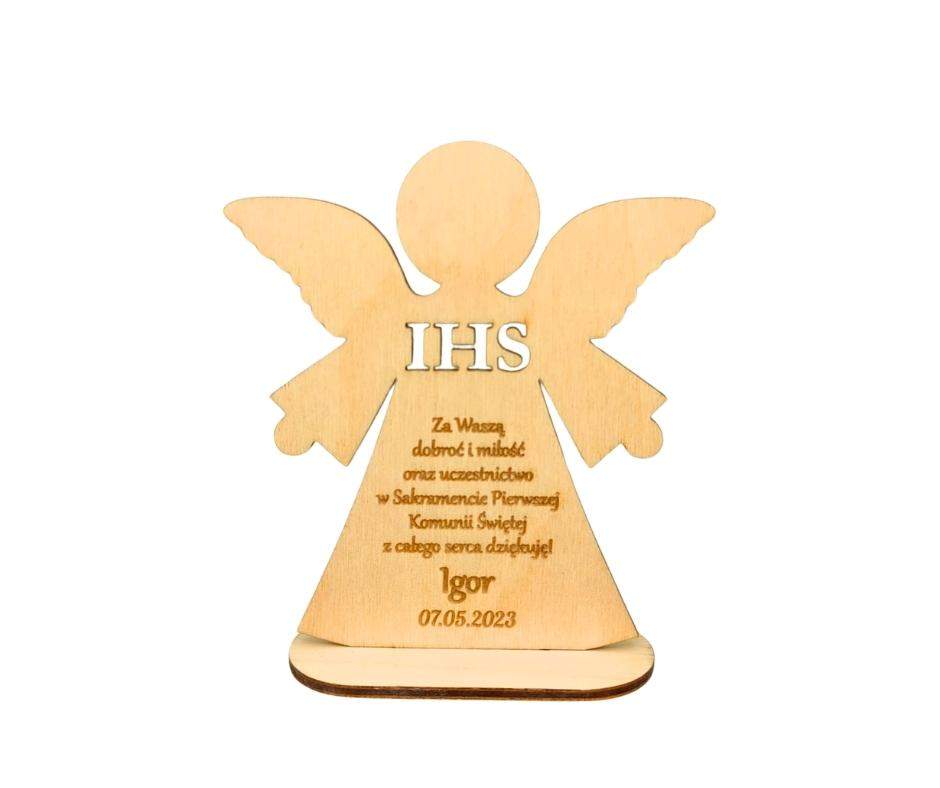 Stojaczek z dedykacją Komunia Święta upominek z imieniem i datą
