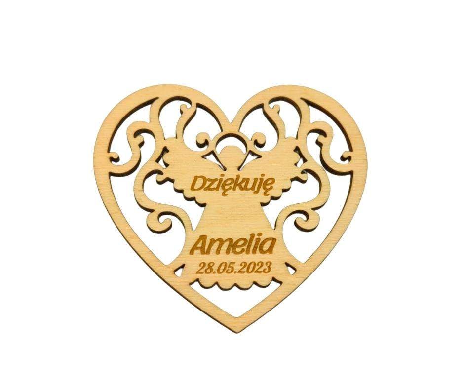 Serduszko z dedykacją Komunia Święta upominek z imieniem i datą