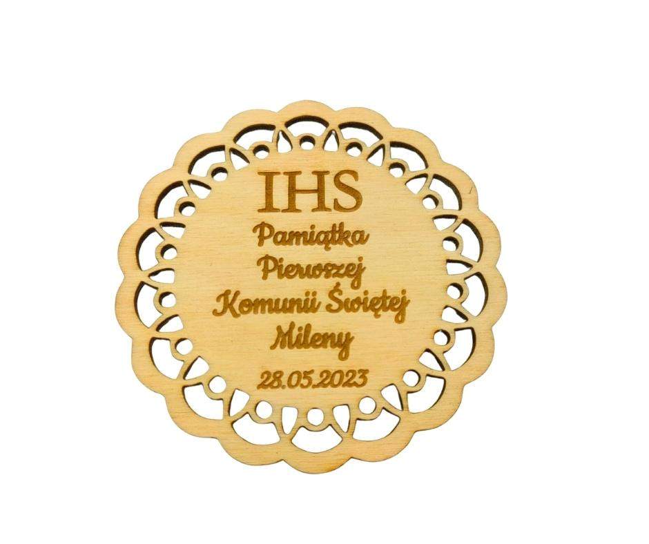 Magnes Komunia Święta upominek z imieniem i datą