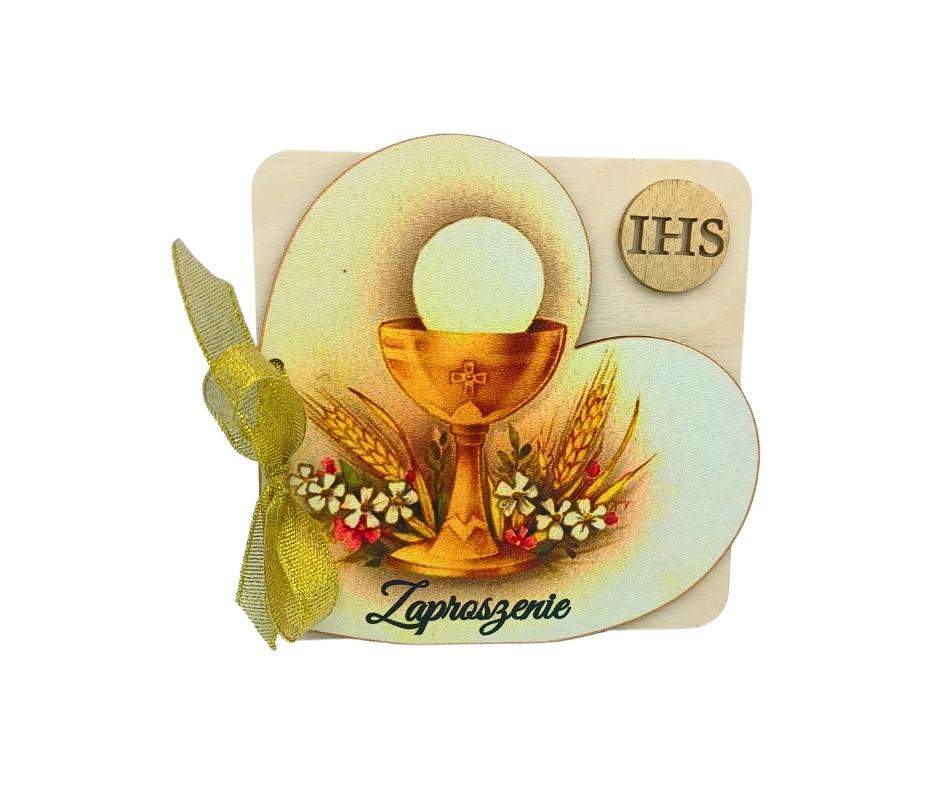 Zaproszenie Komunia Święta kolorowa okładka Wysokiej jakości grawer